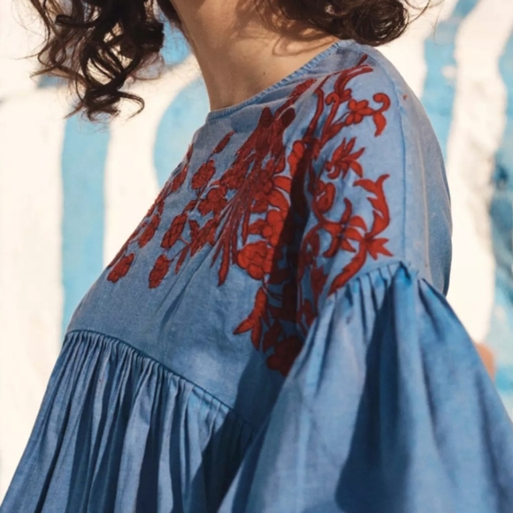 XL Anthropologie Lianna Embroidered Blouse Hemant & Nandita  CALL OUT SEE BELOW - Picture 4 of 7